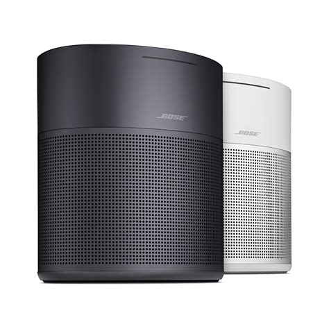 Available in triple black or luxe silver. . Bose home speaker 300 white light left to right